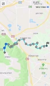 מפת המסלול מרמת טבעון לעוספייה