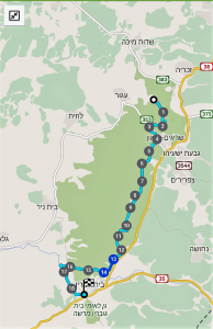 מפת המסלול מתל עזקה לבית גוברין