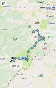 מפת שביל ישראל מהסטף לבר גיורא