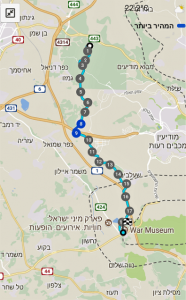 מפת שביל ישראל מאלעד למצפה מודיעין