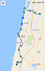 מפת שביל ישראל - מבית חנניה לחדרה