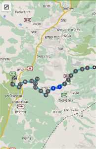 מפת שביל ישראל ממטע לתל עזקא