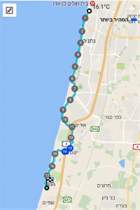 מפת שביל ישראל מנתניה לגעש