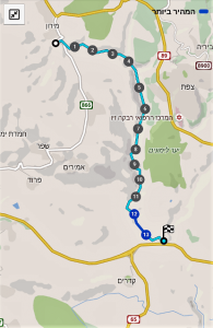 מפת שביל ישראל מעין בר יוחאי לצומת נחל עמוד
