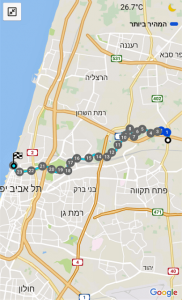 מפת שביל ישראל - מתל אביב להוד השרון